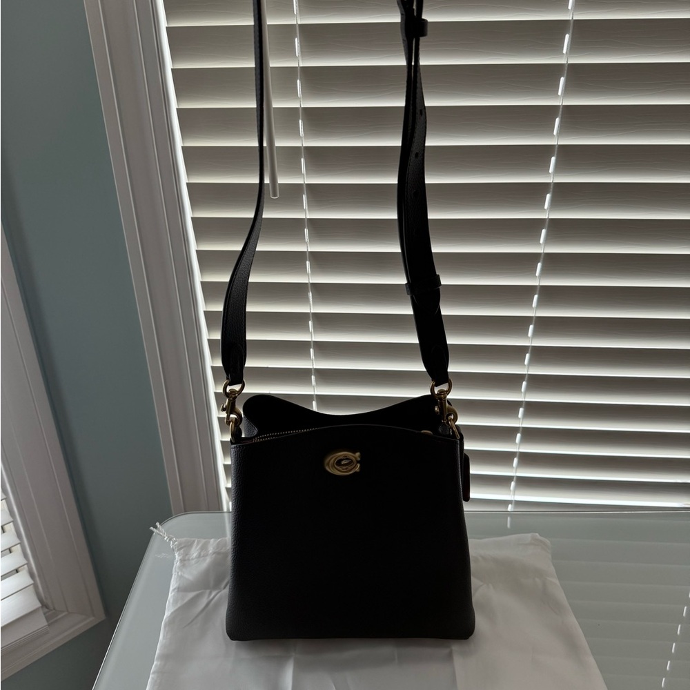 COACH C3916 Willow Bucket Bag Black Polished Pebble Leather Crossbody Shoulder - Picture 8 of 8